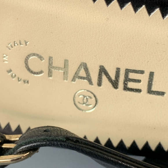 CHANEL Black Leather Slingback Pumps - Picture 8 of 10